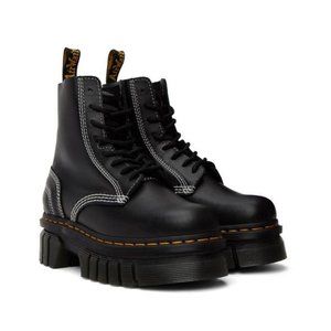 SIZE 7w Dr. Martens Audrick Black White Stitch Contrast Boots